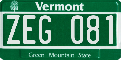 VT license plate ZEG081