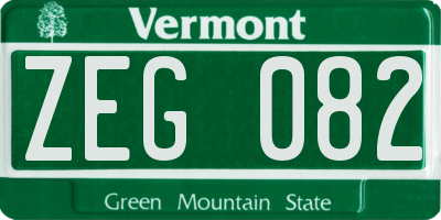 VT license plate ZEG082