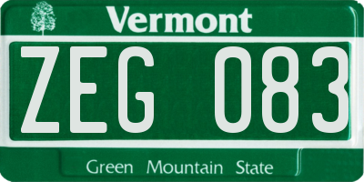 VT license plate ZEG083