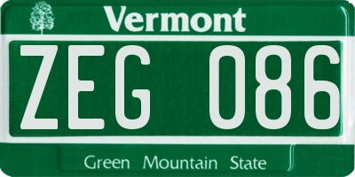 VT license plate ZEG086