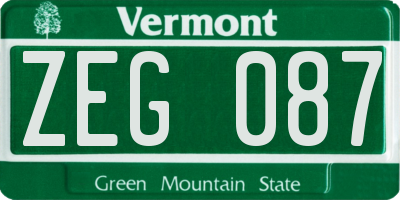 VT license plate ZEG087