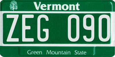 VT license plate ZEG090