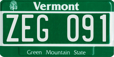 VT license plate ZEG091