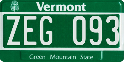 VT license plate ZEG093