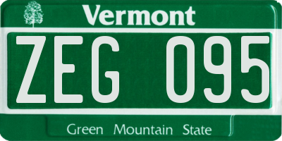 VT license plate ZEG095
