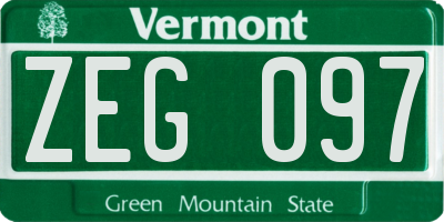 VT license plate ZEG097