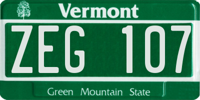 VT license plate ZEG107