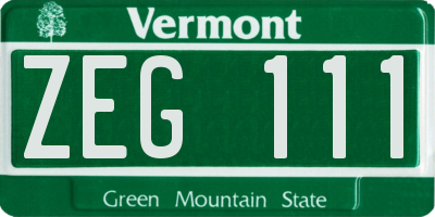 VT license plate ZEG111