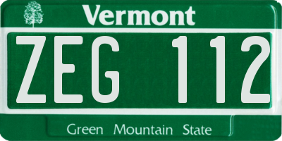 VT license plate ZEG112