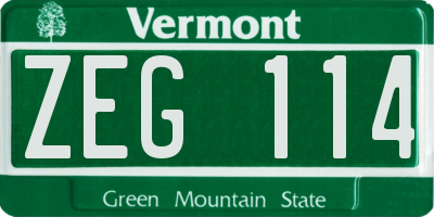 VT license plate ZEG114