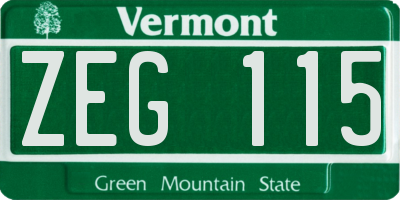 VT license plate ZEG115