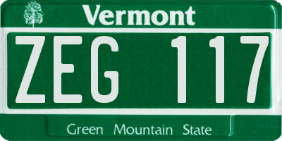 VT license plate ZEG117