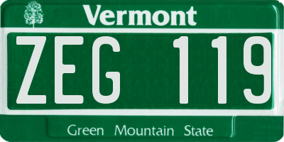 VT license plate ZEG119