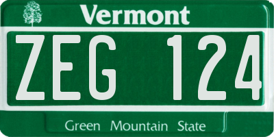VT license plate ZEG124