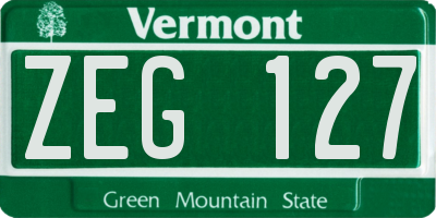 VT license plate ZEG127
