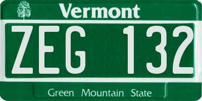 VT license plate ZEG132