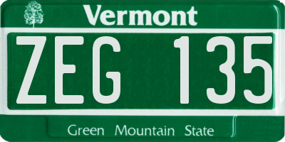VT license plate ZEG135