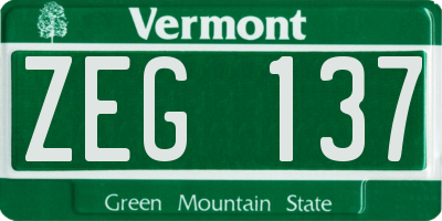 VT license plate ZEG137