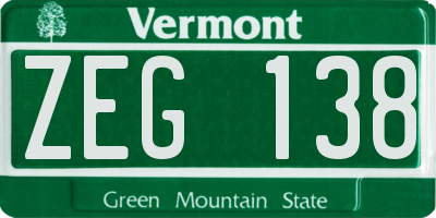 VT license plate ZEG138