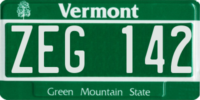 VT license plate ZEG142