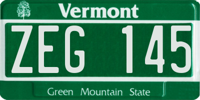 VT license plate ZEG145
