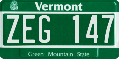VT license plate ZEG147