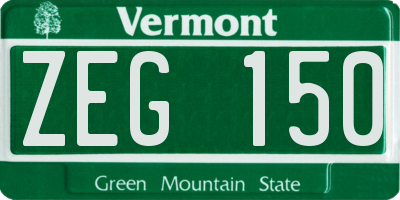 VT license plate ZEG150