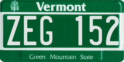 VT license plate ZEG152