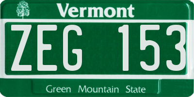 VT license plate ZEG153