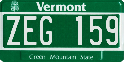 VT license plate ZEG159