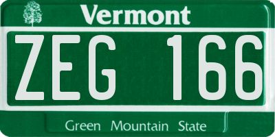 VT license plate ZEG166