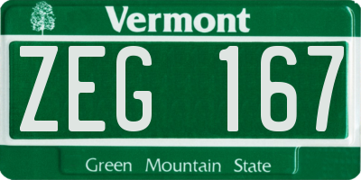 VT license plate ZEG167