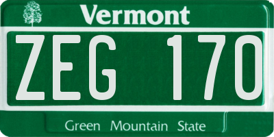 VT license plate ZEG170