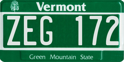 VT license plate ZEG172
