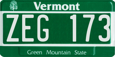 VT license plate ZEG173
