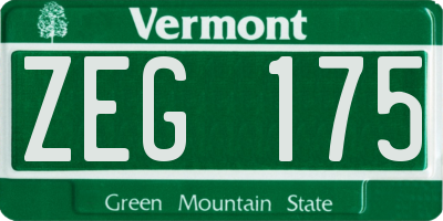 VT license plate ZEG175