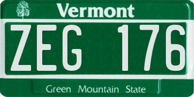 VT license plate ZEG176