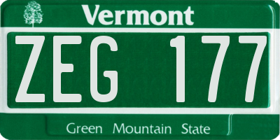 VT license plate ZEG177