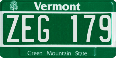VT license plate ZEG179