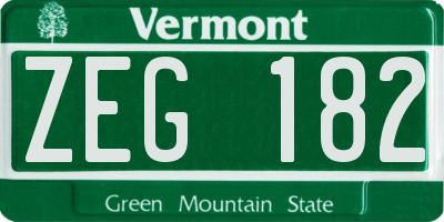 VT license plate ZEG182