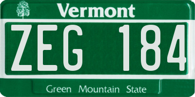 VT license plate ZEG184