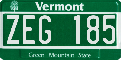 VT license plate ZEG185