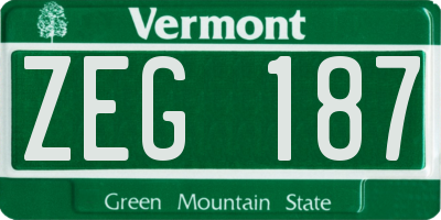 VT license plate ZEG187