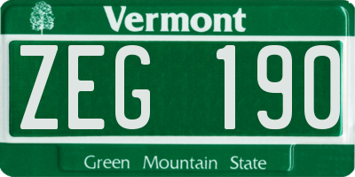 VT license plate ZEG190