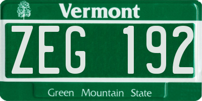 VT license plate ZEG192