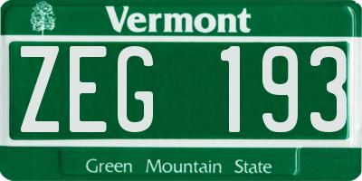 VT license plate ZEG193