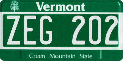 VT license plate ZEG202