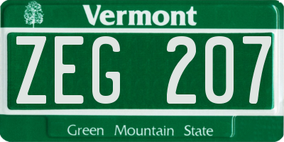 VT license plate ZEG207