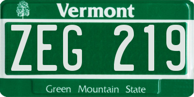 VT license plate ZEG219