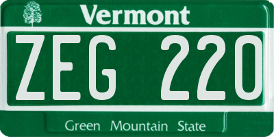 VT license plate ZEG220